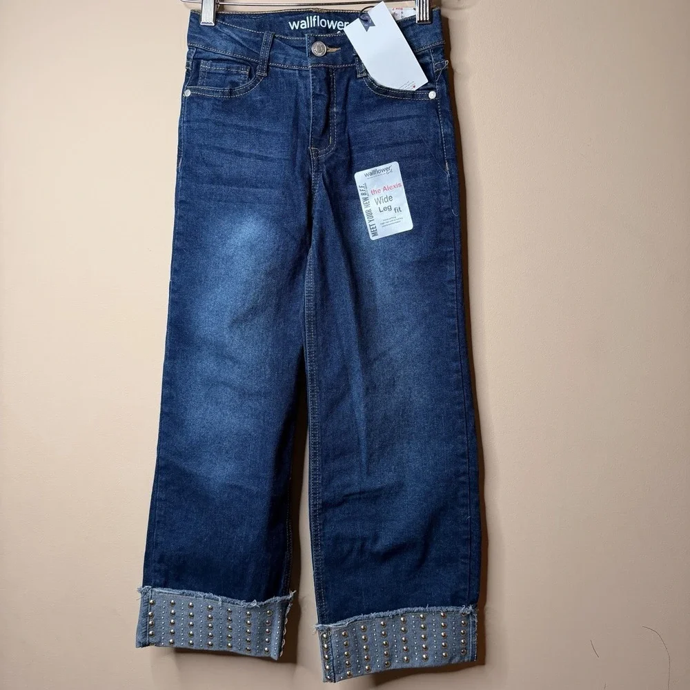 Wallflower the Alexis Girl‎ Wide Leg Fit Denim Blue Jeans High Rise Size 7 NWT